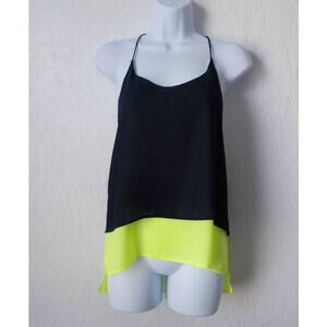 Double Zero Double V-Neck Tank Top Reversible Blue and Neon Yellow Size Small